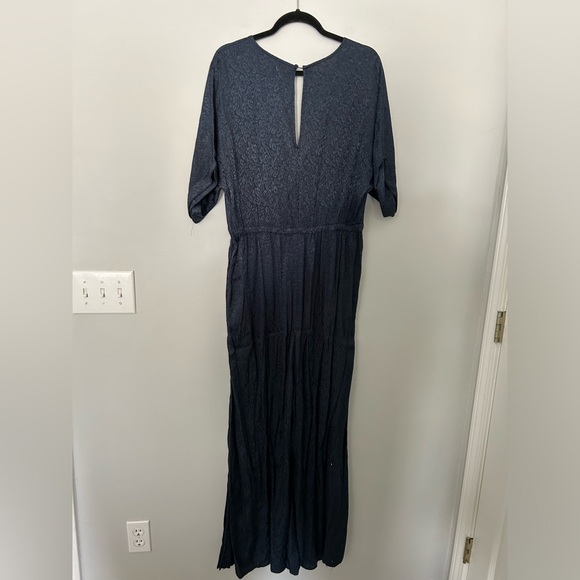 Anthropologie Maeve Jacqueline Jacquard Navy Blue Jumpsuit - Picture 7 of 10